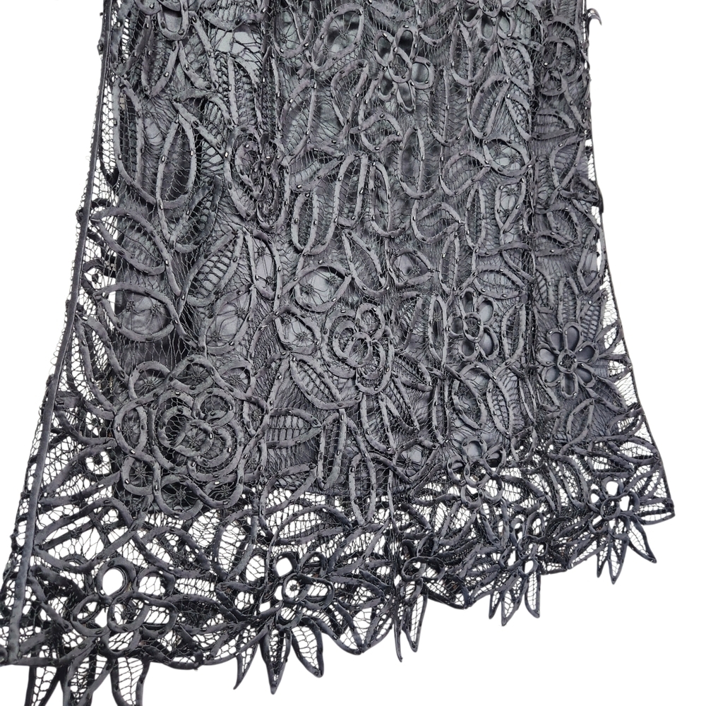 Vintage Silken Poetry 100% Silk Hand Crocheted Beaded Lace Maxi Skirt & Top Set - Picture 3 of 16
